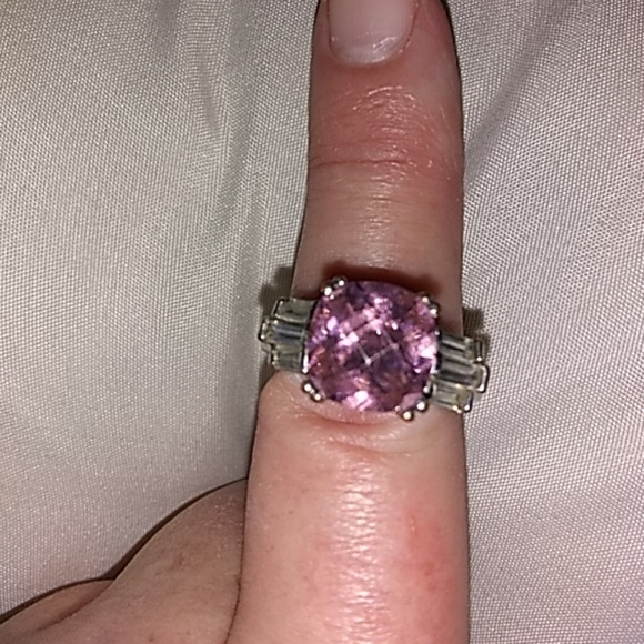 Pink and Silver Adjustable Ring - Picture 1 of 5